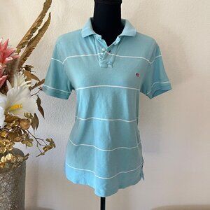 Vintage Ralph Lauren Embroidered Sky Blue and White Striped Polo
